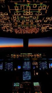 Cockpit on a plane